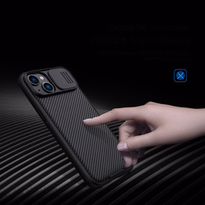 Nillkin CamShield Pro dėklas iPhone 14 Plus šarvuotas dėklas su kameros apsauga mėlynas