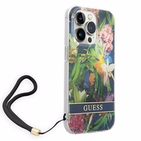 Guess GUOHCP14LHFLSB iPhone 14 Pro 6.1 "mėlynas / mėlynas kietas dėklas Gėlių Dirželis