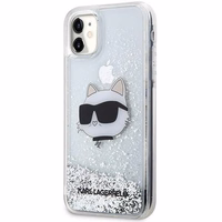 Karl Lagerfeld KLHCN61LNCHCS iPhone 11/XR sidabrinis/sidabrinis kietas dėklas Blizgantis Choupette Galva