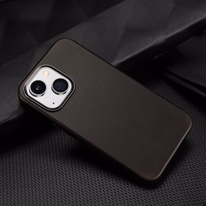 Dux Ducis Naples dėklas iPhone 14 Plus odinis dėklas (suderinamas su MagSafe) tamsiai rudas