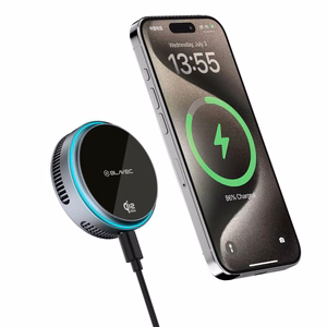 "Blavec" automobilinis laikiklis BHC-05 Qi2.2 25W su indukciniu įkrovimu ir aktyviu aušinimu iki oro ventiliatoriaus (BHC05-MWIB), juodas