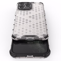 Honeycomb dėklas telefonui iPhone 14 Pro Max šarvuotas hibridinis dangtelis skaidrus