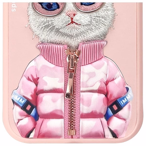 Nimmy Cool&Cute 2.0 katės dėklas iPhone 15 - rožinis