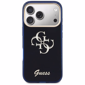 Guess IML 4G Script Metal Dėklas for iPhone 17 Pro - mėlynas