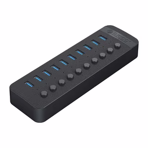 "Orico CT2U3-10AB" 10x USB-A 3.0 šakotuvas su jungikliais - juodas