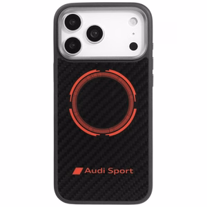 Audi RSQ Anglies pluošto Sportinis raudonas apskritimas Magnetinis dėklas telefonui iPhone 17 Pro Max - juodas