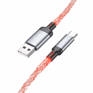 Kabelis USB A į USB C Hoco 3A 1 m U112 pilkas