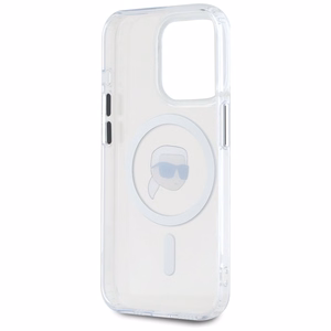 Karl Lagerfeld IML Metalinis Karl Galvos Magnetinis dėklas iPhone 15 Pro baltas