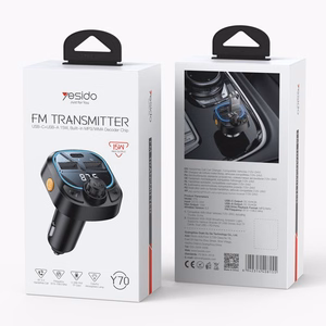 YESIDO BT 5.3 TRANSMITTER Y70 15W LED USB-2xA+C+ MICROSD juodas