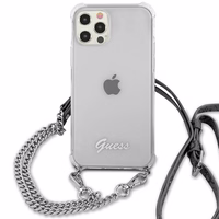 Guess GUHCP12LKC4GSSI iPhone 12 Pro Max 6.7" Skaidrus kietas dėklas 4G Sidabrinė grandinė