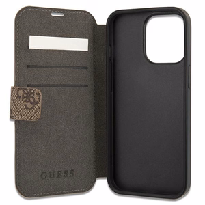 Guess GUBKP13X4GMGBR iPhone 13 Pro Max 6.7" rudas/rudas knygos tipo dėklas 4G Big Metal Logo