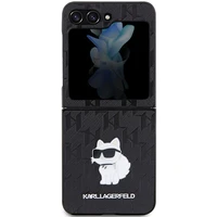 Karl Lagerfeld Saffiano Monogram Choupette Pin dėklas telefonui Samsung Galaxy Z Flip 5 - juoda