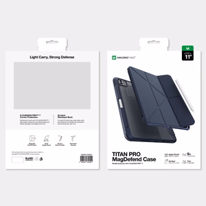 AmazingThing Titan Pro Case for iPad Pro 11" M5 with 720° Rotation Stand and Stylus Holder - Navy Blue
