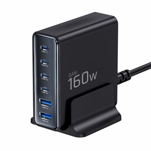 "Tech-Protect DC160W-GAN" 6 prievadų 160 W sieninis įkroviklis - juodas