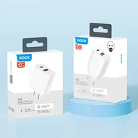 Rock sieninis įkroviklis T43 - USB + Type C - QC 3.0 PD 20W 3A baltas