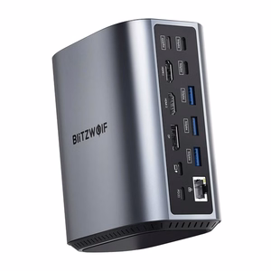 Blitzwolf BW-TH15 17in1 prijungimo stotelė 2xHD+DP+4xC+3xUSB 3.0+USB 3.1+C 3.2+C PD+RJ45+micro SD+SD+3.5mm Audio