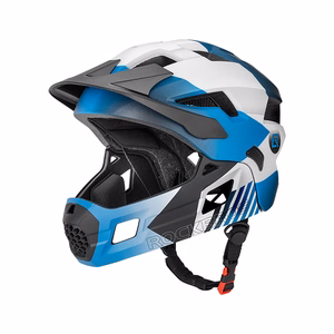 Rockbros TS-61 10110061001 vaikiškas dviračio šalmas su nuimama smakro apsauga, dydis S (48-52) - mėlynas