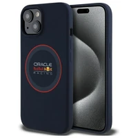 RED BULL dėklas telefonui IPHONE 15 suderinamas su MagSafe RBHMP15S24SIILVR (Silikoninis raudonas žiedas) mėlynas
