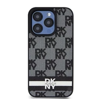 DKNY Odinis languotas mono raštas ir spausdintos juostos dėklas telefonui iPhone 15 Pro Max - juodas