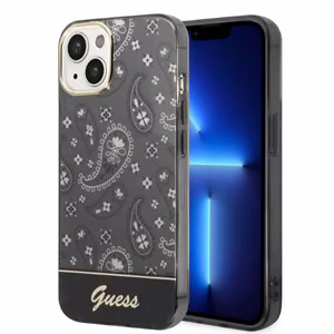 Guess Bandana Paisley dėklas telefonui iPhone 14 / 15 / 13 6.1 - juodas
