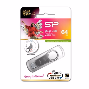Silicon Power Mobile C80 USB 64GB A tipo USB / C tipo USB 3.0 (3.1 Gen 1) titano spalvos