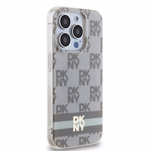 DKNY IML languoto mono rašto ir spausdintų juostų magnetinis dėklas telefonui iPhone 15 Pro – smėlinis