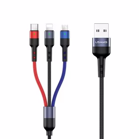 USAMS Laidas pintas U26 3W1 0.35M 2A FAST CHARGE (LIGHTNING/MICROUSB/USB-C) SJ410USB01 (US-SJ410)