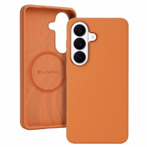 Liavec Silky dėklas su metaliniu kameros rėmeliu, skirtas Samsung Galaxy S26 oranžinis
