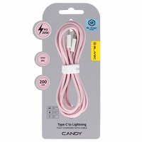 Blavec Kabelis Candy pīnīts - Type C to Lightning - PD 20W 2,4A 2 metres Apple CarPlay (CCA-CL24P20) rožinis