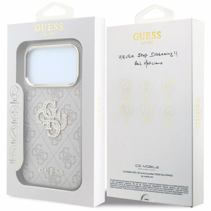 Guess 4G & Big Strass Logo dėklas, skirtas iPhone 17 Pro / 18 Pro – spalva: rožinė