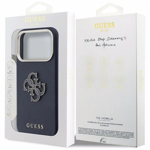 Guess FW dėklas su dervos logotipu iPhone 17 Pro Max - mėlynas