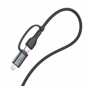 3mk Hyper Cable N-SERIES 2 in 2 USB-A / USB-C ir USB-C / Lightning 1,2 m QC 3.0 9V/2A 60W - juodas