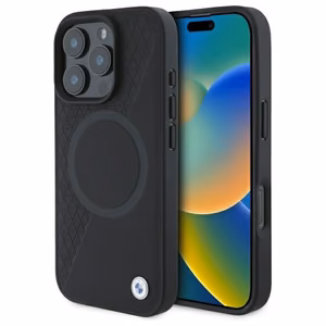 BMW Sign Odinis Pusiau Tekstūruotas Ir Apskritas Magnetinis dėklas iPhone 16 Pro Max - juodas