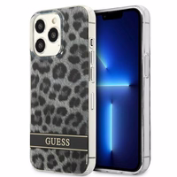 Guess GUHCP13LHSLEOK iPhone 13 Pro / 13 6.1" pilkas/pilkas kietas dėklas Leopardas