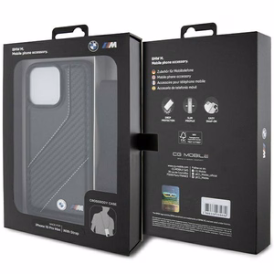 BMW M Edition Carbon Stripe & Strap dėklas telefonui iPhone 15 Pro - juodas