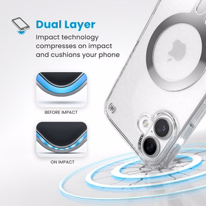 Speck Presidio Perfect-Clear dėklas su MagSafe ir ClickLock, skirtas iPhone 16 Plus, „Clear/Chrome“