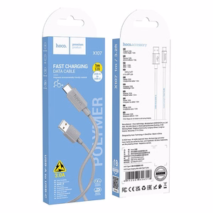 Кабель USB A - USB C Hoco 3A 1 m X107 серый