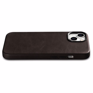 iCarer Oil Wax Premium odinis dėklas iPhone 14 Plus Magnetinis odinis dėklas su MagSafe Rudas (WMI14220703-BN)