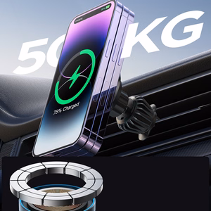 Belaidis automobilinis įkroviklis-laikiklis Joyroom (JR-ZS240 Pro) Magnetic (MagSafe 15W) tvirtinamas ant ventiliacijos grotelių juodas