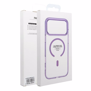 Su MagSafe suderinamas Frame Clear Hybrid Mag Cover dėklas iPhone 17, violetinis