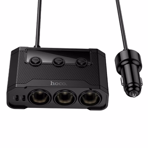 Įkroviklis automobilinis Hoco (Z64) (2xUSB; 2xUSB-C 3xcigarette lighter splitter) juodas