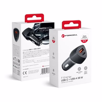 FORCELL F-ENERGY Carbon CC50-1A1C automobilinis įkroviklis Type C + USB A PD QC3.0 3A 38W juodas