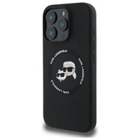 Karl Lagerfeld KLHMP16XSKCHTCK iPhone 16 Pro Max 6.9" kietasis silikoninis dėklas telefonui su Karl & Choupette spauda ir Magnetine MagSafe funkcija, juodas