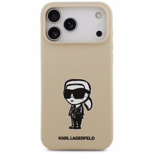 KARL LAGERFELD dėklas telefonui IPHONE 17 Pro Max su MagSafe suderintas (silikoninis su KL eskizu ir logotipu) - rudas