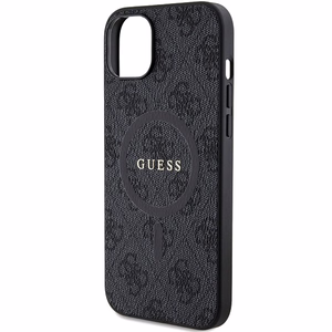 Dėklas Guess PU Leather 4G Colored Ring MagSafe Apple iPhone 15 juodas