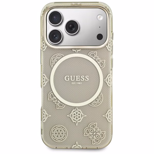 Guess IML Peony Dot MagSafe Dėklas for iPhone 17 Pro - smėlinis