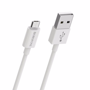 Borofone Kabelis BX22 Bloom - USB į Micro USB - 2,4A, 1 metras, baltas