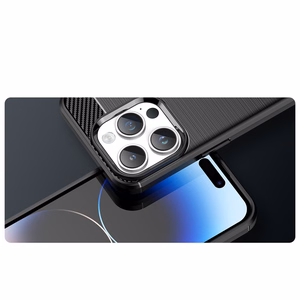 Karboninis dėklas iPhone 14 Pro Max - gelio nugaros dangtis, mėlynos spalvos