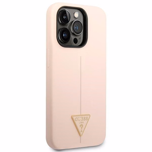 Guess GUHCP14XSLTGP iPhone 14 Pro Max 6.7" rožinis kietasis dėklas silikoninis Triangle