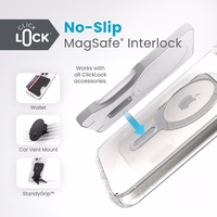 Speck Presidio Perfect-Clear ClickLock & Magsafe - iPhone 15 Plus / iPhone 14 Plus dėklas (Clear / Chrome Finish / Serene sidabrinis)